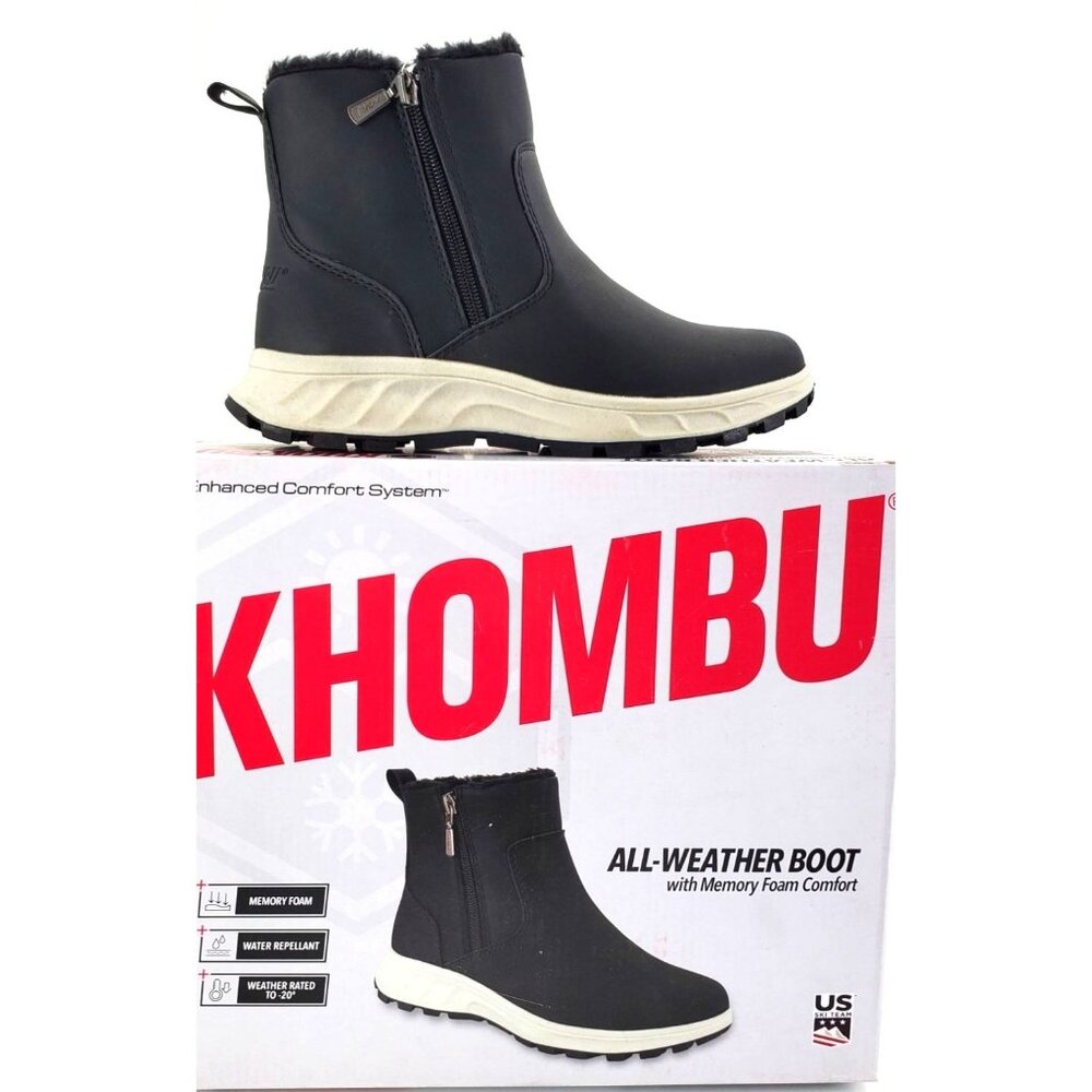 Khombu 9 Boots Womens Fuzzy Sienna Winter Snow Rain Vegan Leather Faux Fur Shoes